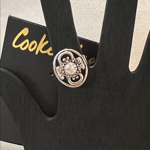Cookie Lee Silver Ring with Crystal Accent